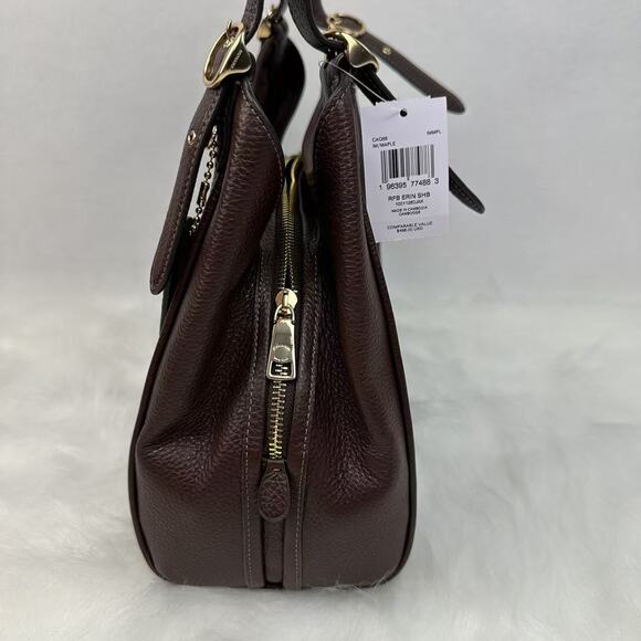 Coach Erin Shoulder Bag In pebble Leather In Gold/Maple CAQ86 NWT - Picture 3 of 12
